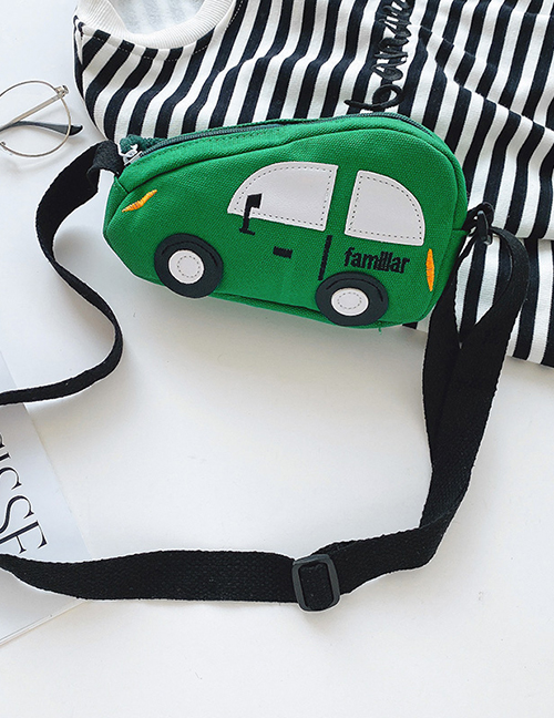 Fashion Green Stitched Contrast Car Children Shoulder Bag