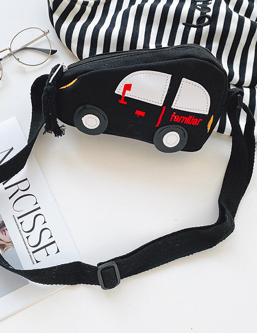 Fashion Black Stitched Contrast Car Children Shoulder Bag