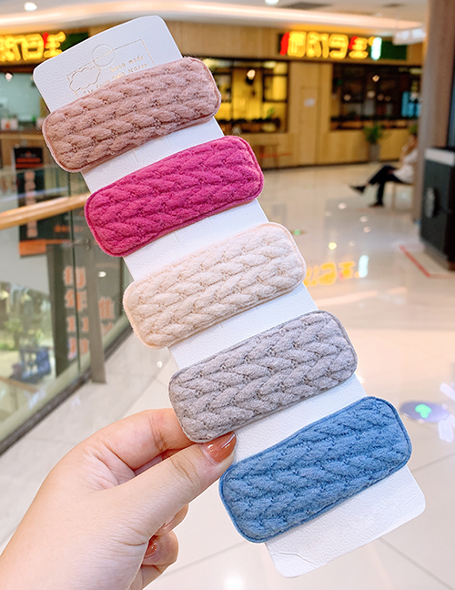 Fashion Wool Square Bright Color Rectangular Wool Children's Hair Clip Set