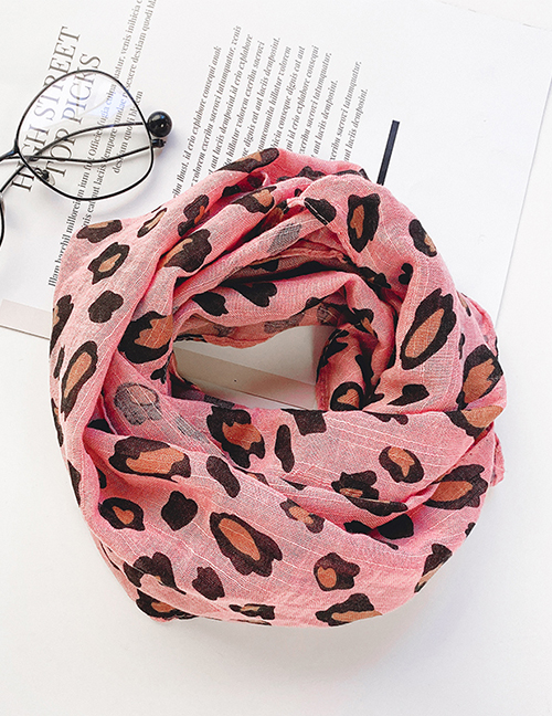 Fashion Rose Pink Leopard Print Scarf