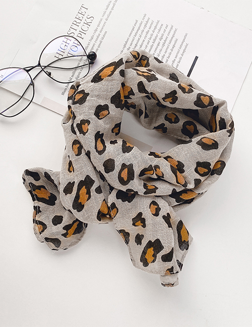 Fashion Khaki Leopard Print Scarf