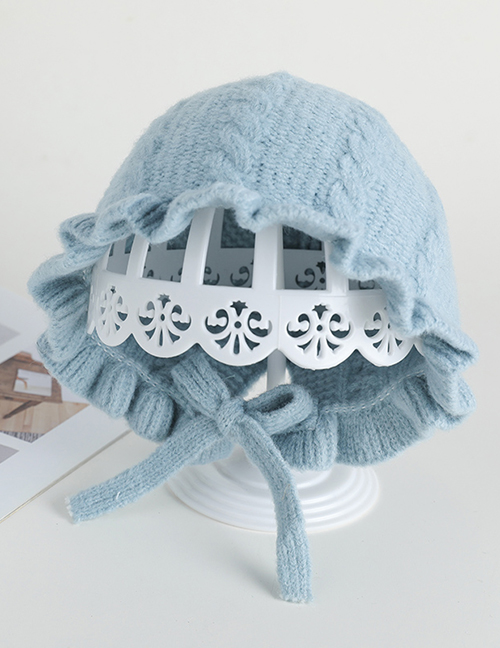Fashion 9 # Palace Lace-light Blue Baby Hat With Strap