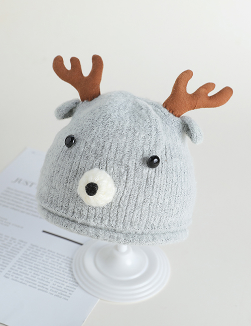Fashion Gray Antlers Bear Baby Hat
