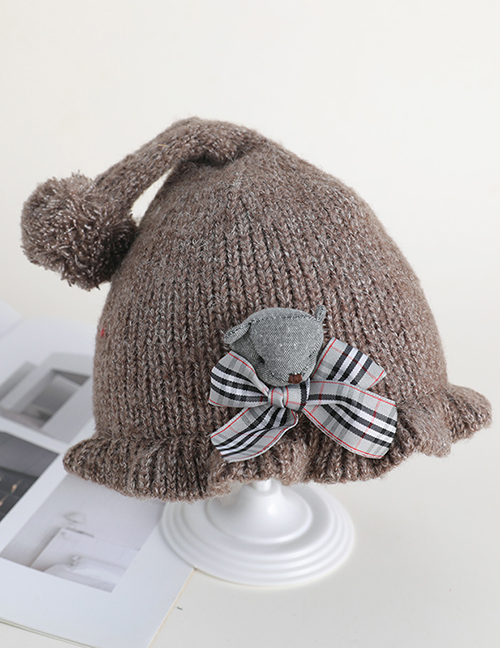 Fashion Chocolate Color Bow Bear Baby Hat
