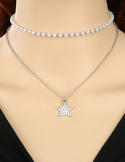 Fashion Star Pearl Diamond Star Necklace