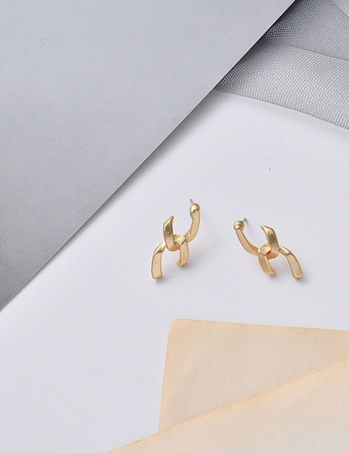 Fashion Golden Matte Gold Geometric Stud Earrings