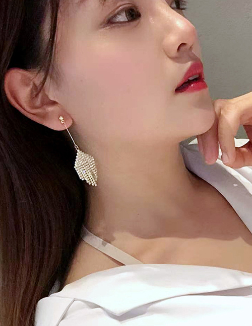 Fashion Golden Geometric Full Diamond Earrings