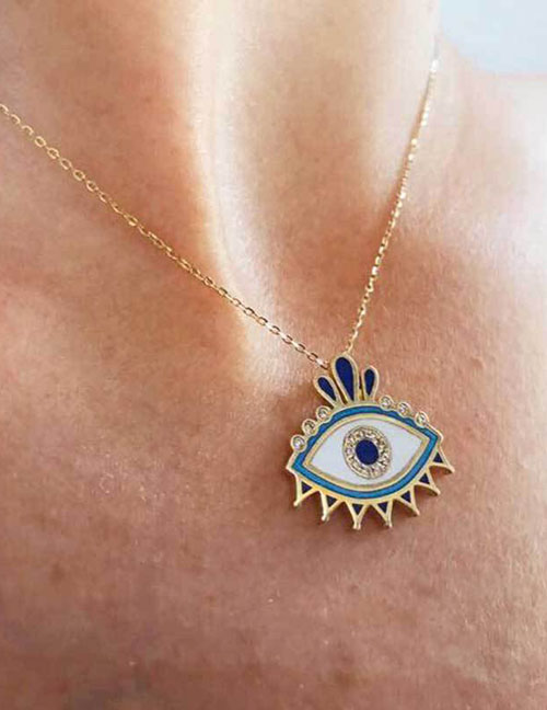 Fashion Golden Diamond Eye Drop Eyelash Necklace