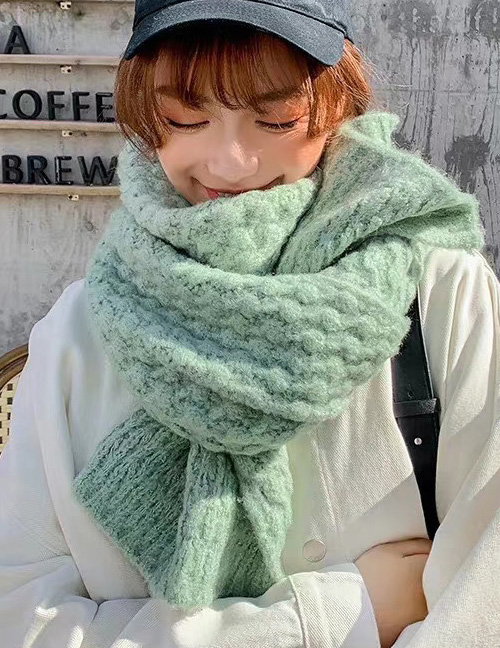 Fashion Avocado Green Pineapple Knitted Scarf