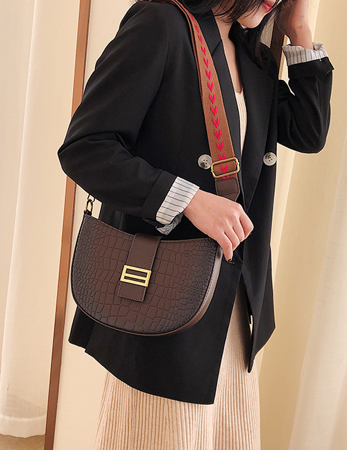 Fashion Brown Stone Textured Shoulder Bag