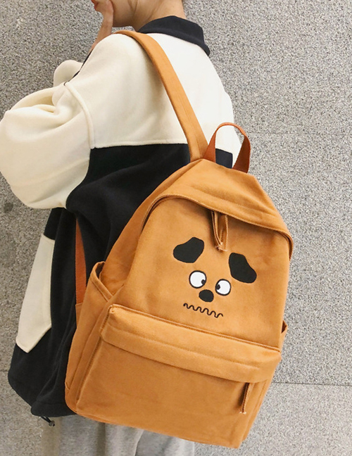 Fashion Brown Printed Puppy Backpack