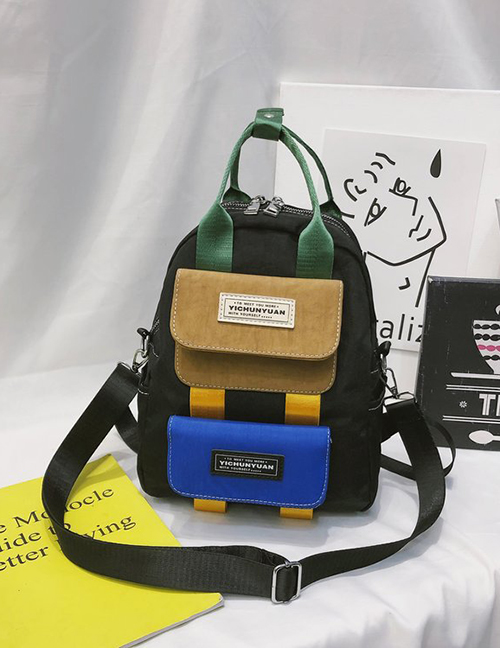 Fashion Khaki Contrast Stitching Waterproof Backpack
