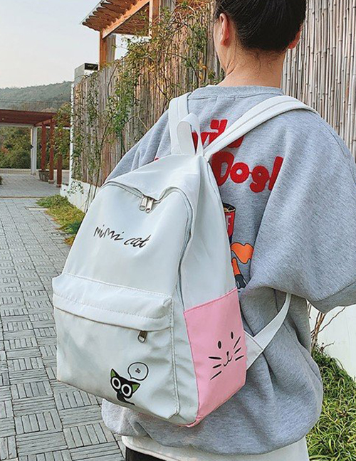 Fashion Pink Cute Cat Letter Stitching Backpack