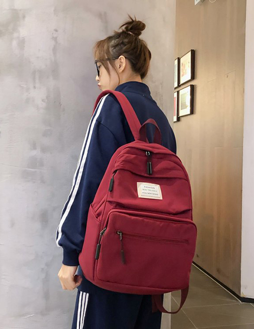 Fashion Red Wine Three-piece Waterproof Backpack