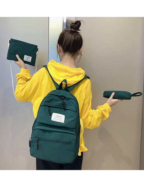 Fashion Dark Green Three-piece Waterproof Backpack
