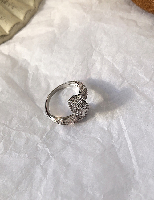 Fashion Silver (ring 7) Geometric Ring With Diamond Screws