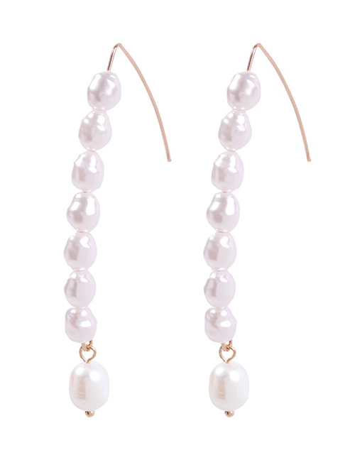 Fashion Long Pearl White Irregular Imitation Pearl Earrings