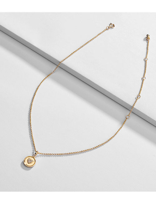 Fashion Golden Alloy Diamond Round Love Necklace