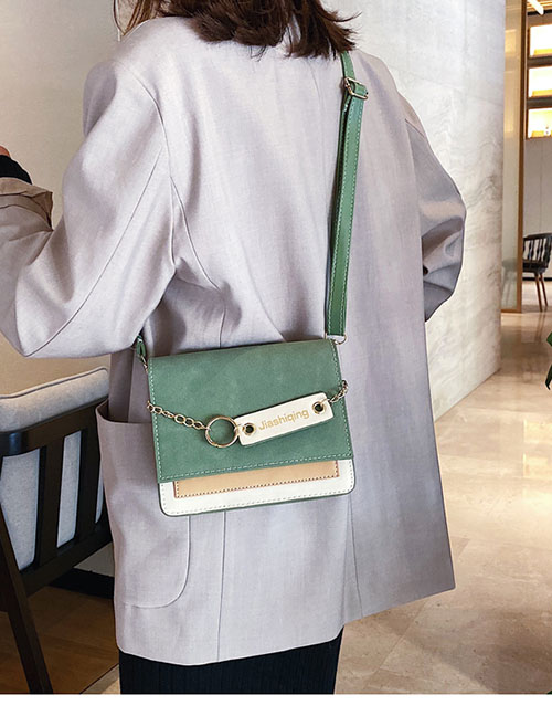 Fashion Green Frosted Stitched Chain Shoulder Bag