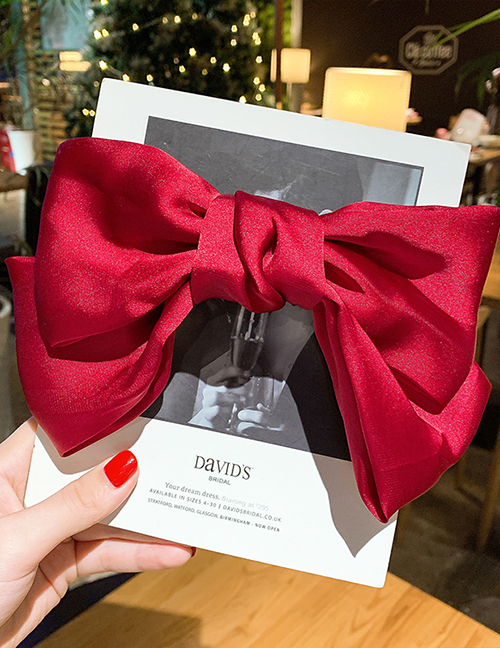 Fashion Red Wine Double Bow Hair Clip