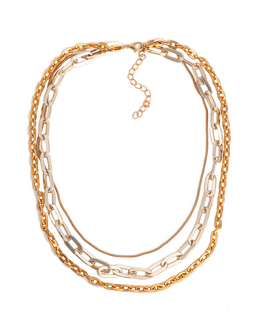 Fashion Golden Multi-layered Chain Contrast Necklace