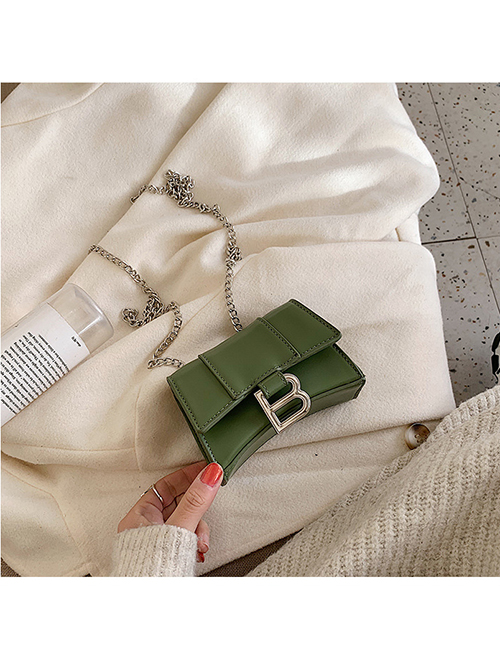 Fashion Green Letter Chain Geometric Shoulder Bag