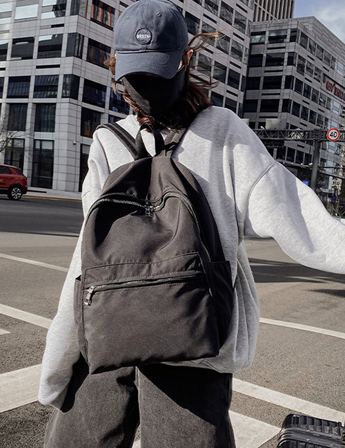 Fashion Black Paneled Plain Backpack