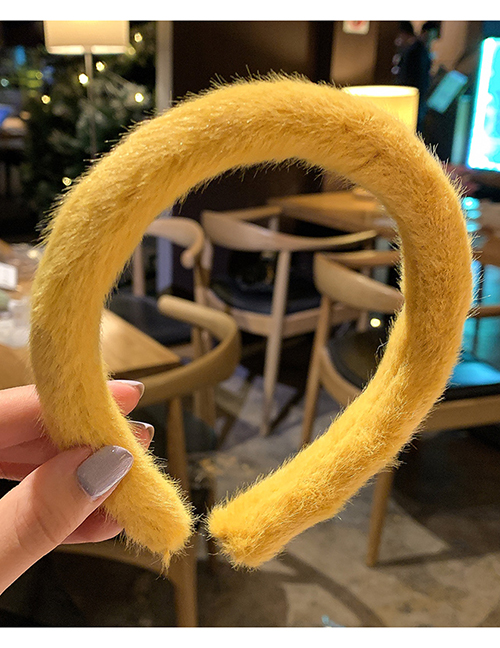Fashion Yellow Fluffy Solid Color Hair Hoop