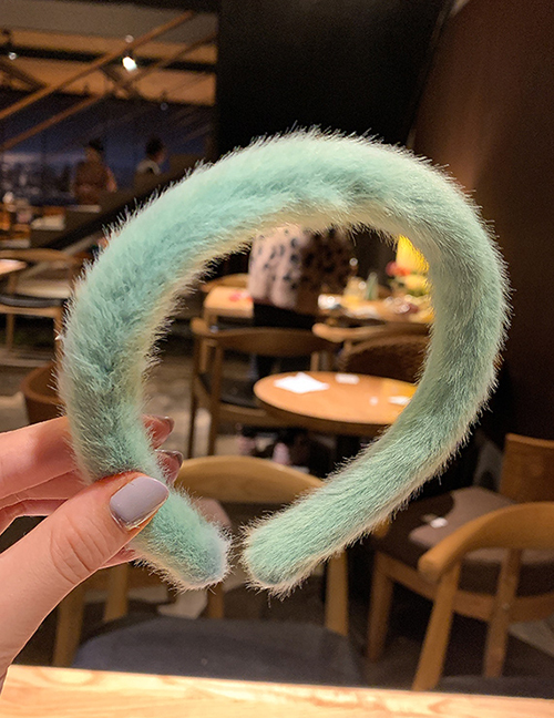 Fashion Green Fluffy Solid Color Hair Hoop