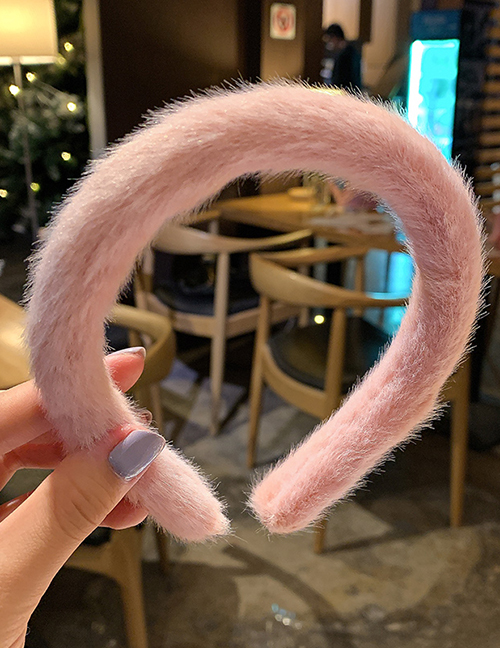 Fashion Pink Fluffy Solid Color Hair Hoop