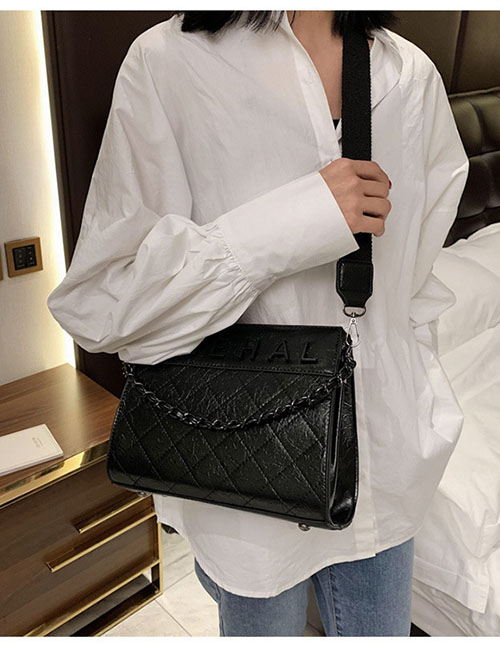Fashion Black Diamond Chain Letter Shoulder Bag
