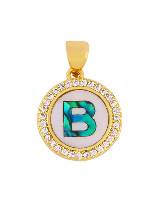 Fashion Golden B Alphabet Round Shell Diamond Necklace