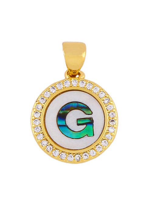 Fashion Golden G Alphabet Round Shell Diamond Necklace