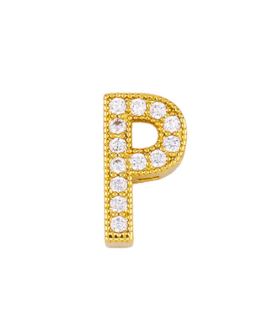Fashion Golden P Diamond Letter Openwork Necklace