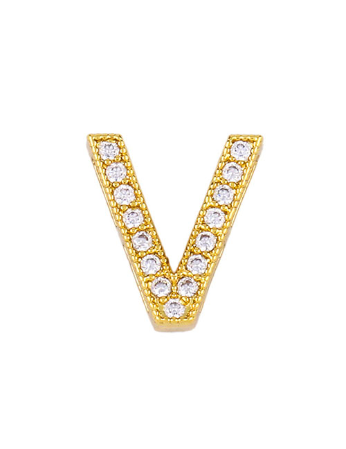 Fashion Golden V Diamond Letter Openwork Necklace