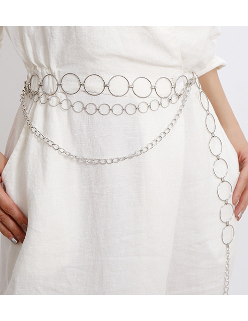 Fashion White K Geometric U-shaped Metal Circle Multilayer Waist Chain