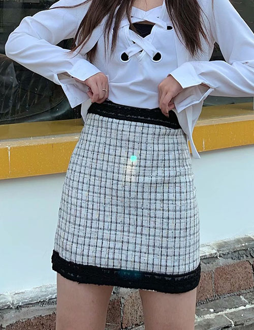 Fashion White Lace Wool A-line Skirt