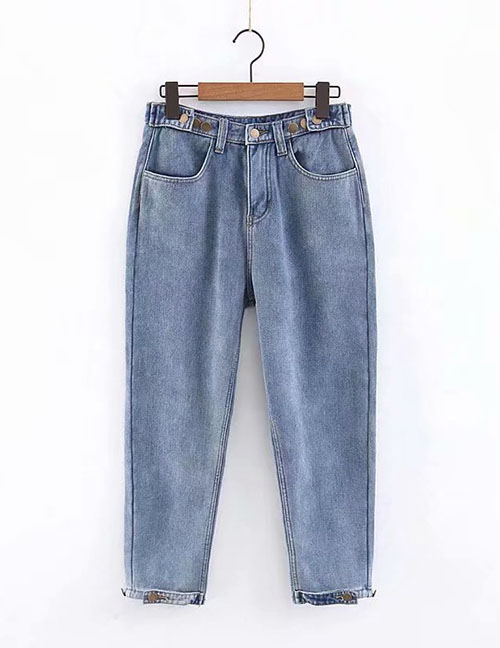 Fashion Blue Washed Velvet Jeans