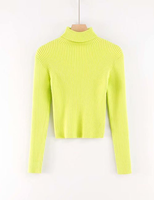 Fashion Green Turtleneck Knitted T-shirt