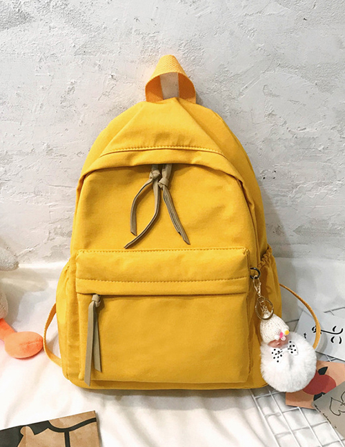 Fashion Yellow With Pendant Stitched Fringed Plain Backpack