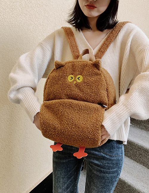 Fashion Brown Plush Owl Backpack