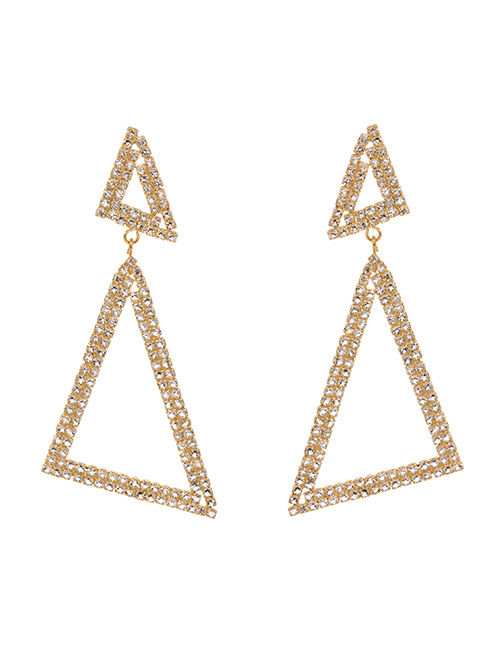 Fashion Golden Alloy Studded Triangle Stud Earrings