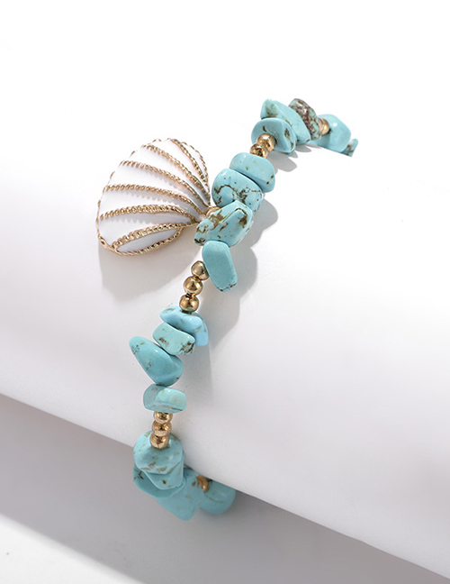 Fashion Blue Elastic Rope Gravel Shell Turquoise Anklet