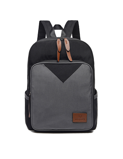 Fashion Gray Canvas Panel Backpack