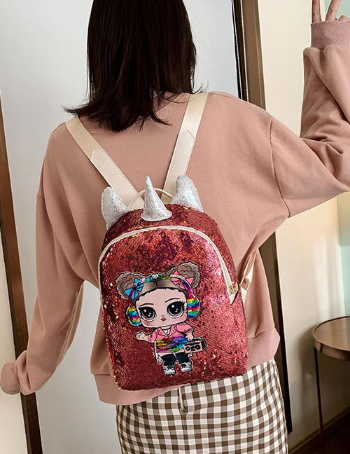 Fashion Red Sequin Surprise Doll Children Backpack