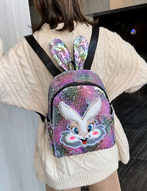 Fashion Colorful Children's Backpack With Sequined Bunny Ears