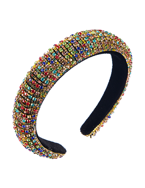 Fashion Color Inlaid Diamond Sponge Wide Headband