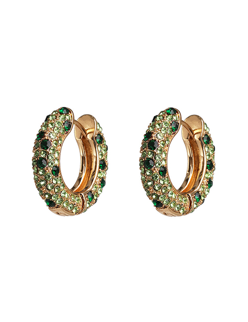 Fashion Green Round Geometric Full Diamond Earrings With Diamonds