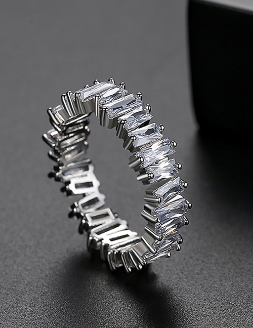Fashion Platinum Contrast Irregular Ring With Diamonds