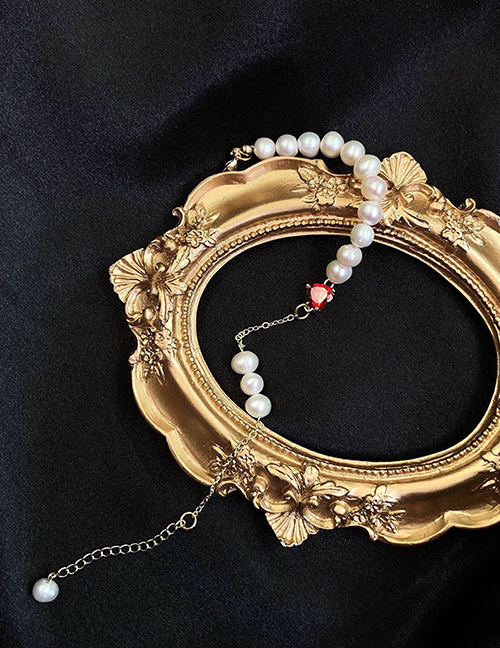 Fashion White Baroque Shaped Pearl Zircon Love Bracelet
